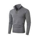 Suéter Masculino Leve De Lã Com Zíper, Gola Alta, Casual, Cor Sólida, Cardigã Quente Para
