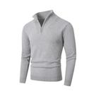 Suéter Masculino Leve De Lã Com Zíper, Gola Alta, Casual, Cor Sólida, Cardigã Quente Para