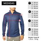 Suéter Masculino Listrado Gola Alta Zíper Inverno Poliamida