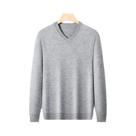 Suéter Masculino Oversized De Tricô Com Decote Em V, Cor Sólida, Pulôver Quente De Gola Redonda Para