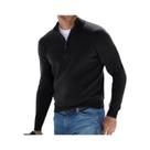 Suéter Masculino Slim Fit Com Decote Em V, Pullover Quente Com Zíper Frontal, Casual Para Outono E