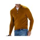 Suéter Masculino Slim Fit Com Decote Em V, Pullover Quente Com Zíper Frontal, Casual Para Outono E