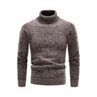 Suéter Masculino Slim Fit De Fleece Com Gola Alta, Quente Para Outono E Inverno, Pullover Preto E