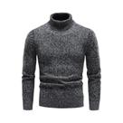 Suéter Masculino Slim Fit De Fleece Com Gola Alta, Quente Para Outono E Inverno, Pullover Preto E
