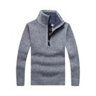 Suéter Masculino Slim Fit De Lã Com Gola Alta E Meio Zíper, Quente E Tricotado Para a Primavera
