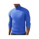 Suéter Masculino Slim Fit De Manga Longa Com Gola Alta, Tricô Canelado, Casual, Quente Para O Suéter Masculino Slim Fit De Manga Longa Com Gola Alta, Tricô Canelado, Casual, Quente Para O