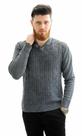 Suéter Masculino Tricot Trabalhado Estonado Cinza