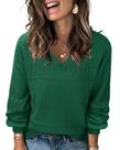 Suéter Messic com decote em V para mulheres, folgado, verde, tamanho P