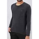Suéter Ogochi Tricot Slim Preto Mescla: Suéter Ogochi Tricot Slim Preto Mescla: