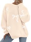 Suéter Oversized PRETTYGARDEN com Laço Tricotado Abricot XL Suéter Oversized PRETTYGARDEN com Laço Tricotado Abricot XL