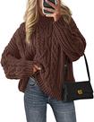 Suéter Oversized PRETTYGARDEN de Tricô Grosso com Trança Cor Café M