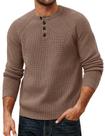 Suéter PJ PAUL JONES com textura tricotada Henley Waffle Camel Masculino