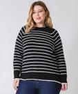 Suéter Plus Size Feminino Chenille Listrado Marisa Preto