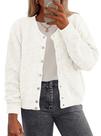 Suéter PRETTYGARDEN 2025 Outono Botões Branco XXL