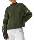 Suéter PRETTYGARDEN 2025 Outono Manga Longa Gola Alta L - Verde Militar