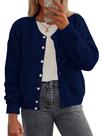 Suéter PRETTYGARDEN Azul Escuro com Botões, Modelo Solto, Tamanho XXL