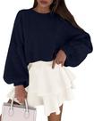 Suéter PRETTYGARDEN Azul Marinho Tricô Grosso Oversized Tamanho L
