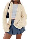 Suéter PRETTYGARDEN Beige Pequeño de Punto Grueso con Cardigan