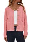 Suéter PRETTYGARDEN Cardigan de Tricô com Botões Rosa G