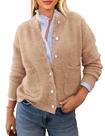 Suéter PRETTYGARDEN Cardigan de Tricô com Botões Verde Caqui G