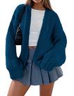 Suéter PRETTYGARDEN de Tricô Grosso Manga Longa Azul Escuro P