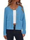 Suéter PRETTYGARDEN Feminino Azul Tricô com Botões Tamanho P