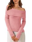 Suéter PRETTYGARDEN Ombro a Ombro Canelado Rosa XXL