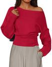 Suéter PRETTYGARDEN Ombro a Ombro com Mangas Morcego Vermelho XL