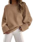 Suéter PRETTYGARDEN Oversized Peludo Gola Careca Caqui GG Suéter PRETTYGARDEN Oversized Peludo Gola Careca Caqui GG