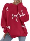 Suéter PRETTYGARDEN Vermelho Oversized com Laço Tricô Grosso XL Suéter PRETTYGARDEN Vermelho Oversized com Laço Tricô Grosso XL