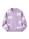 Suéter RoseSeek, estampado com laço, gola redonda, roxo, 13 anos Suéter RoseSeek, estampado com laço, gola redonda, roxo, 13 anos
