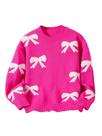 Suéter RoseSeek Girl's Bow Gola redonda 11Y rosa choque