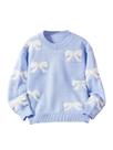 Suéter RoseSeek Girl's Bow Graphic azul 15 anos