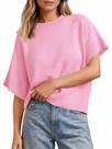 Suéter Saodimallsu feminino de manga curta com gola redonda rosa Suéter Saodimallsu feminino de manga curta com gola redonda rosa