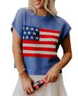 Suéter SELINK Crochet Hollow Out American Flag Women Blue Suéter SELINK Crochet Hollow Out American Flag Women Blue