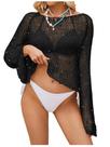 Suéter SweatyRocks Sequin Sheer Knit de manga comprida preta