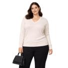 Suéter Tricô Gola V Feminino City Lady by Facinelli Plus Size 658110 Offwhite