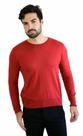 Suéter Tricot Masculino Gola Redonda Vermelho Liso