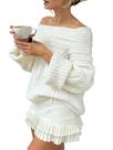 Suéter Verdusa Off The Shoulder Chunky White para mulheres