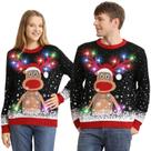 Suéteres de Natal FWV Ugly 2025 Light Up Reindeer Red Suéteres de Natal FWV Ugly 2025 Light Up Reindeer Red