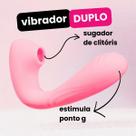 Sugador Clitóris Mamilos Dupla Penetração Estimulador Massageador Recarregável SEXSHOP Rosa