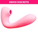 Sugador Clitóris Mamilos Dupla Penetração Estimulador Massageador Recarregável SEXSHOP Rosa