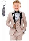 Suit Tesscy Beige Slim Fit para meninos, casamento formal, tamanho 5