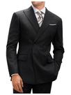 Suit ZKHOECR, peitos duplos, slim fit, preto para homens XXL