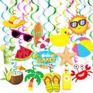 Summer Hanging Swirls Banner Decor, pacote com 30 unidades para festa Summer Hanging Swirls Banner Decor, pacote com 30 unidades para festa