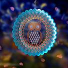Sun Catcher Wind Spinner FONMY Owl em aço inoxidável com miçangas