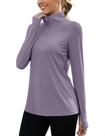 Sun Shirt LUYAA, treino de manga comprida para mulheres UV50+, cinza, roxo