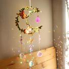 Suncatcher LPKADQA Amethyst Moon Crystal Sun Catcher