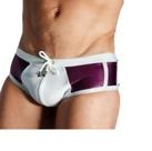 Sunga slip lilás com detalhe em branco