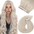 Sunny Hair Tape in Hair Extensions Real Human Hair Invisible Remy Hair Extensions Tape Pins branca platinada, loira, 18 polegadas, 20 unidades, 50 g Sunny Hair Tape in Hair Extensions Real Human Hair Invisible Remy Hair Extensions Tape Pins branca platinada, loira, 18 polegadas, 20 unidades, 50 g